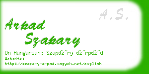 arpad szapary business card